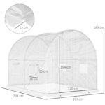 Serra a Tunnel con 4 Finestrelle e Ingresso a Zip in Acciaio Zincato e PE, 3x2x1,9 m, Bianco - immagine 3