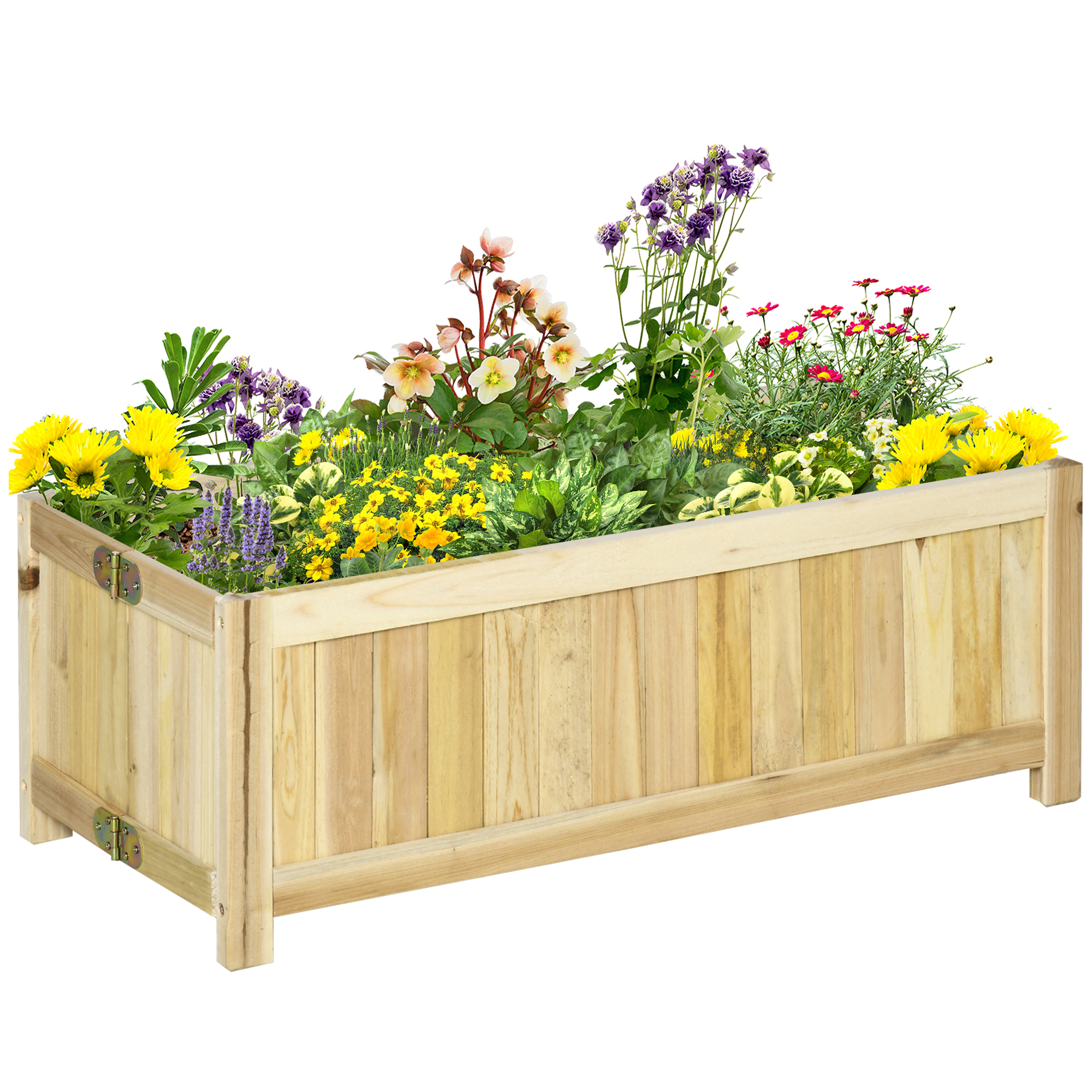 ISd6b2194951ca391.jpg Fioriera in Legno Pieghevole da Esterno con Base Drenante, 70x30x25cm - immagine 1