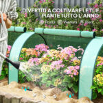 Serra da Giardino a Tunnel in Acciaio e Plastica PP con Porte Avvolgibili, 3x1x0,8 m, Verde - immagine 7