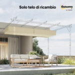 Tetto per Gazebo Pergola con 10 Fori di Drenaggio in Poliestere, 250x255 cm, per Pergola 3x3m, Crema - immagine 9