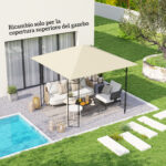 Copertura per Gazebo 3x3 m da Giardino con 8 Fori di Drenaggio, in Tessuto Oxford 6D, Bianco Crema - immagine 2