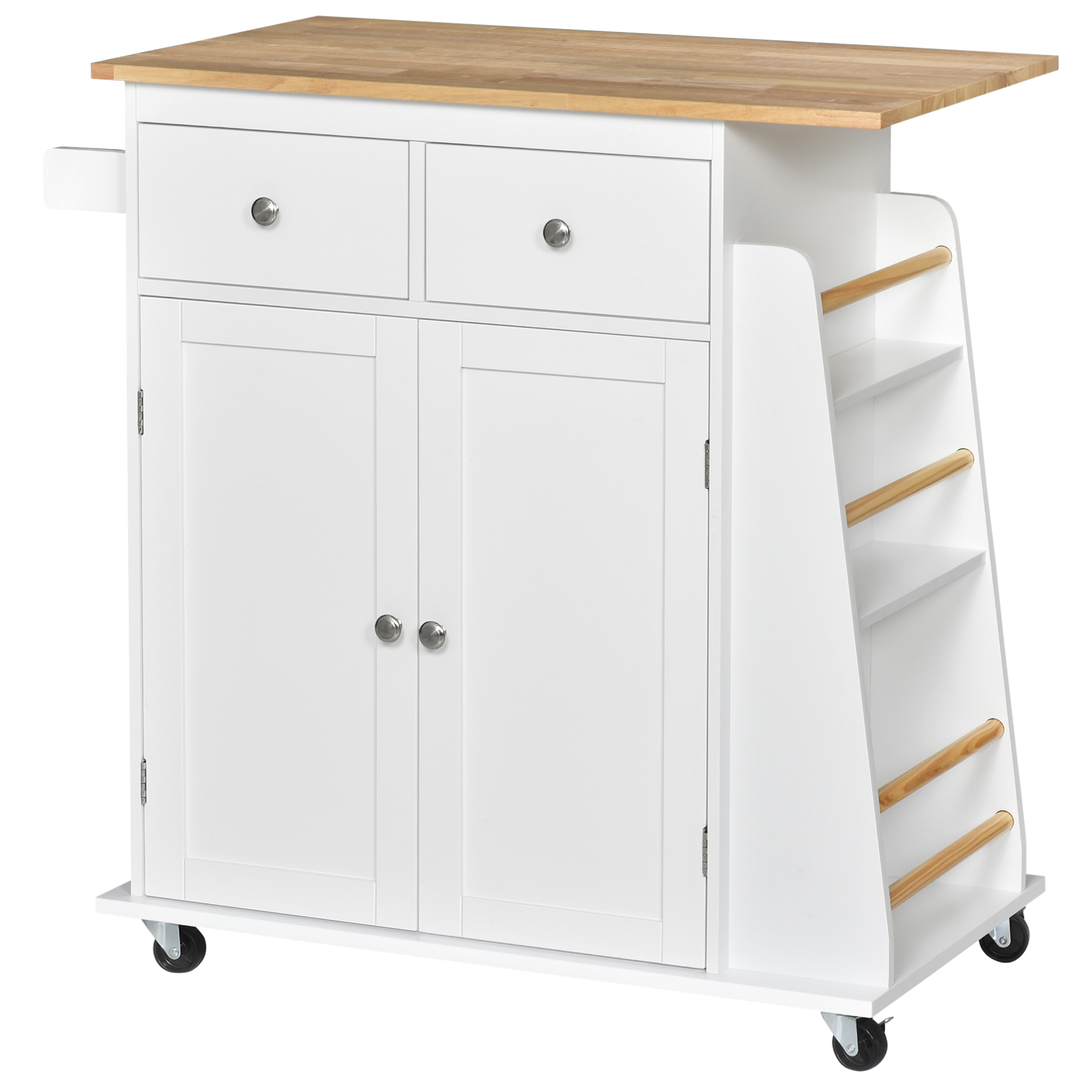 Ipl4a81949442f966.jpg Carrello da Cucina Portaspezie a 3 Livelli e 4 Ruote in MDF e Truciolato, 89x45x89cm, Bianco - immagine 1