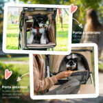 Passeggino per Cani Taglia Piccola e Mini Pieghevole con Cestino e Portabicchiere, 77x45x99,5 cm, Caffè - immagine 7