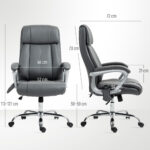 Sedia da Ufficio Massaggiante a 6 Punti e Inclinabile, in pelle PU e Acciaio, 66x72x113-121 cm, Grigio Carbone - immagine 3