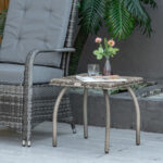 Tavolino in Rattan Sintetico da Esterno e Giardino Grigio - immagine 8