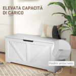 Cassapanca in Legno con Cerniere di Sicurezza, Panca Contenitore Capacità 127L, 1x40x45cm, Bianco - immagine 7