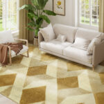 Tappeto Moderno da Soggiorno e Salotto, Ipoallergenico e Lavabile con Effetto 3D, 230x160 cm, Giallo - immagine 2