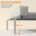 Lettino per Cani Rialzato di 20 cm con Cuscino a L, in Poliestere e Acciaio, 110x75x30 cm, Grigio e Argento - immagine 4