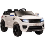 Macchina Elettrica per Bambini 3-6 Anni con Telecomando, Luci LED e Clacson, in PP e Metallo, 110x68x52 cm, Bianco