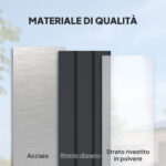 Baule da Esterno da 4L in Acciaio Zincato con Serratura e 2 Chiavi 124x66x72 cm, Grigio Scuro - immagine 6