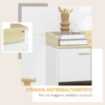 Mobiletto Multiuso con Armadietto e Ripiani Aperti, Mobile da Soggiorno, Cucina, Ufficio in Legno Bianco, 60x30x78cm - immagine 6