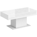 Tavolino da Caffè Estensibile con Vano Contenitore Moderno, 108-178,5x53x49 cm, Bianco Lucido