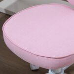 Sedia per Scrivania a Forma di Cuore con 5 Rotelle e Altezza Regolabile in Tessuto Rosa, 42x50x79-89cm - immagine 9