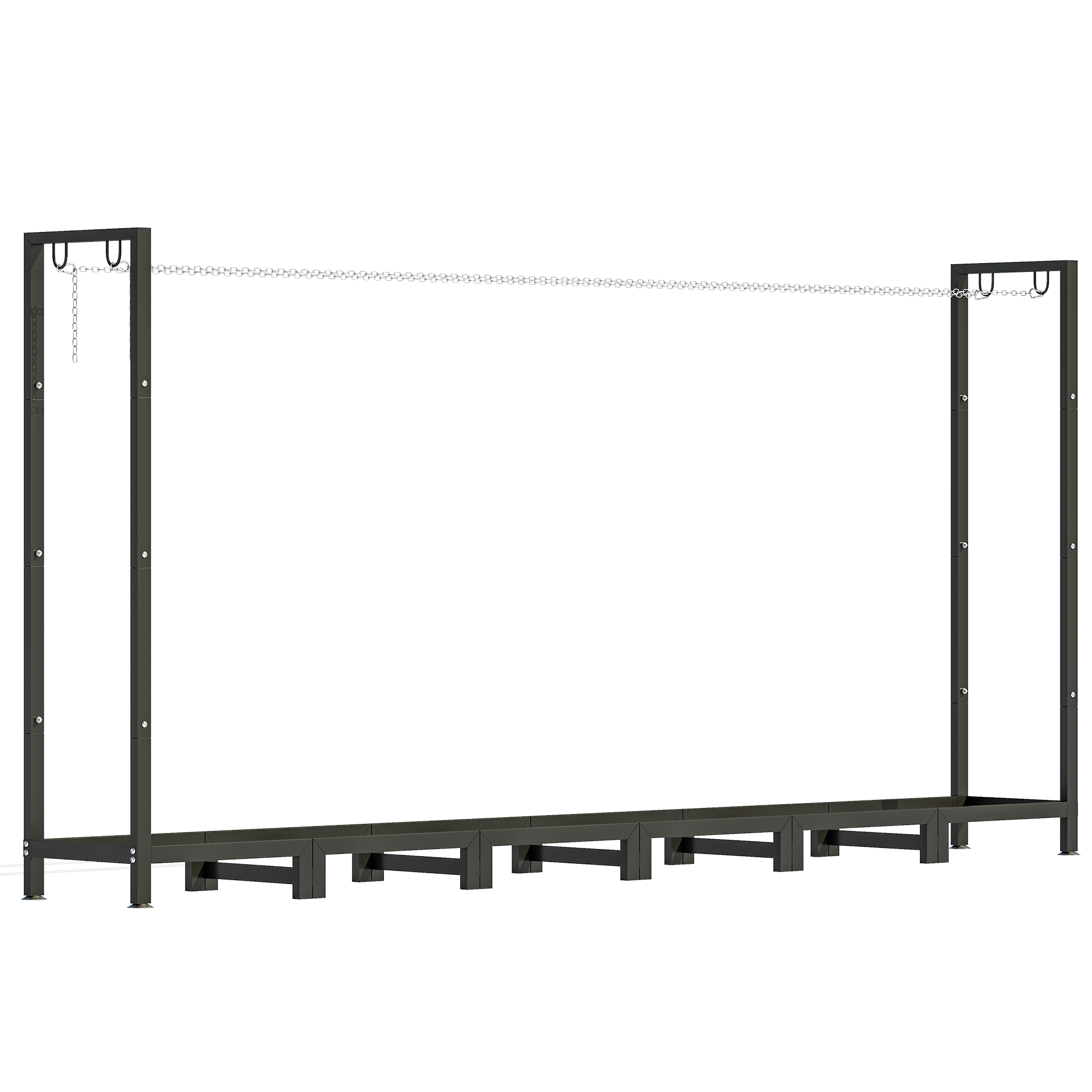 JgU6af1990da10983.jpg Legnaia da 0,8m³ Regolabile con Telo Impermeabile e Catene in Acciaio, 235x31x116 cm, Nero - immagine 1