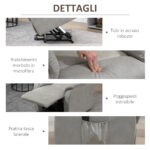 Poltrona Alzapersona Reclinabile 150° max con Telecomando e Poggiapiedi, 75x93x110 cm, Grigio - immagine 4