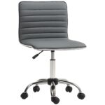 Sedia da Ufficio Ergonomica in Pelle PU con Altezza Regolabile, Seduta Girevole e Ruote, Grigio Scuro