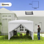 Gazebo 3x3 m Pieghevole e Impermeabile con Pannelli Laterali, in Acciaio e tessuto Oxford, Bianco - immagine 3