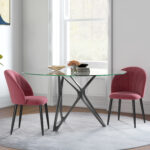 Set 2 Sedie da Pranzo in Velluto Imbottite con Gambe in Metallo, Rosso - immagine 8