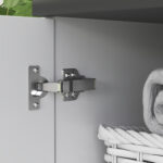 Mobile Sottolavabo Bagno con Armadietto 2 Ante e Ripiano Regolabile, 80x34x60 cm, Bianco Lucido - immagine 9