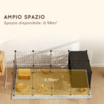 Gabbia per Animali Piccoli Modulabile con Casette Rialzate per Porcellini d'India e Ricci, Nero - immagine 6