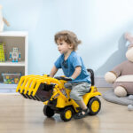 Escavatore per Bambini 2-4 Anni con Pinza, Pulsante per Suoni e Spazio Portaoggetti, 83x27x39 cm, Giallo e Nero - immagine 2