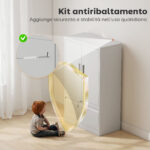 Mobile da Ufficio in Acciaio con Ripiano Interno Regolabile e Cassetto, 80x40x130 cm, Bianco - immagine 7