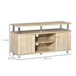 Mobile TV Moderno con 2 Ripiani, Fori Passacavi e 2 Armadietti in MDF 105x40x55cm - Quercia - immagine 3