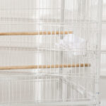 Gabbia per Uccelli da Interni con Vassoio Estraibile, 4 Ruote e Trespolo, 78x52x132 cm, Bianco - immagine 9