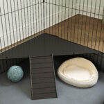 Gabbia per Animali Piccoli 2 in 1, Coperchio Rimovibile e Sezioni Separate, 121x61x61 cm, Nero - immagine 9