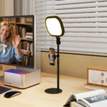 Lampada da Scrivania LED con Supporto per Telefono, 5 Colori di Luce e 10 Luminosità, Nero - immagine 2