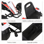Go-Kart a Pedali Bianco per Bambini 3-6 Anni con Sedile Regolabile, Ruote in Plastica, Freno a Mano e Cambio - immagine 8