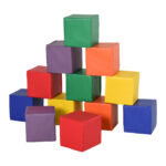 Set 12 Cubi Giocattolo Morbidi per Bambini 12-36 Mesi, Blocchi Schiuma per Bambini, Costruzioni Morbide in PU ed EPE, 20x20x20 cm, Multicolore