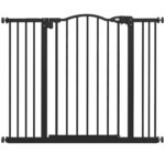 Cancelletto per Cani Estensibile con 4 Viti Regolabili, in Metallo e Plastica, 74-1x78 cm, Nero