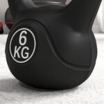 Kettlebell 6kg in Plastica e Sabbia con Base Piatta e Impugnatura, 20x13x22 cm, Nero - immagine 8