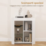 Mobile Contenitore a LED con 3 Ripiani Aperti e Armadietto a 2 Livelli, in Legno e Vetro, 75x40,1x83 cm, Bianco - immagine 4
