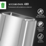 Bidone Immondizia a 2 Sezioni da 30L a Pedale con Coperchio Silenzioso, in Acciaio Inox e PP, 47,7x37,5x66,8 cm - immagine 5