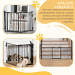 Cancellino per Cani Taglia Piccola e Media Pieghevole a 3 Pannelli, 180x3x74,5 cm, Nero - immagine 4