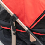 Passeggino per Cani Convertibile con 2 Guinzagli e Cuscino, in Acciaio e Poliestere, 82x49,5x98 cm, Rosso e Nero - immagine 9