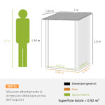 Casetta da Giardino Porta Attrezzi in Lamiera di Acciaio con Serratura, 1x103x160cm - immagine 3