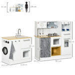 Cucina Giocattolo 2 Pezzi per Bambini 3-6 Anni con Utensili da Cucina, Luci ed Effetti Sonori, in MDF e PP - immagine 3