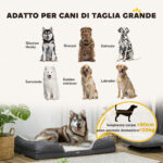 Lettino per Cani Taglia Grande Imbottito con Cuscino Rimovibile Lavabile, 120x80x22cm, Grigio Carbone - immagine 4