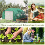 Serra a Tunnel con Copertura PE e Struttura in Acciaio, Porta Avvolgibile e 6 Finestre, 3,5x3x2m, Verde - immagine 6