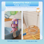 Gabbia per Criceti a 5 Livelli con Tubi, Ruota, Scale, Casetta e Bottiglia, in Metallo, PP e PS, 46x30x58 cm - immagine 5