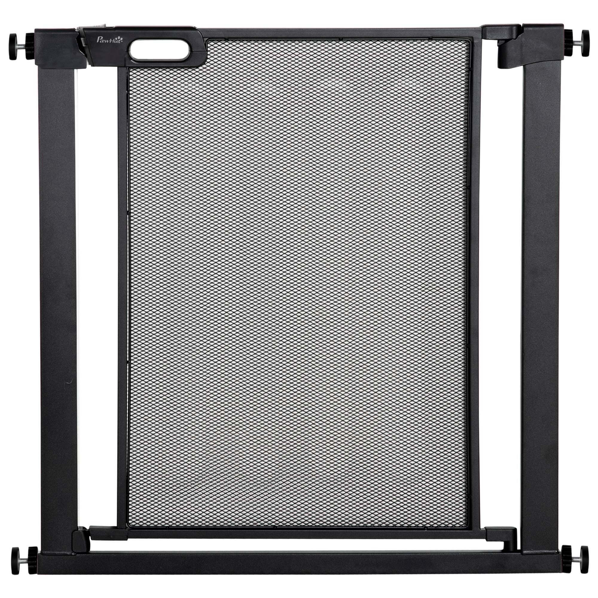 LSx5e519b9c4db332.jpg Cancellino per Cani Estensibile a Pressione con Chiusura Automatica, Acciaio e ABS, 75-82x76 cm, Nero - immagine 1