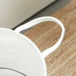 Cesto Portabiancheria da 36L Portatile e Pieghevole con Manici in Cotone Naturale, Ø38x45 cm, Crema - immagine 8