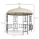  Gazebo da Giardino Rotondo Ø3m con Tende e Prese d'Aria in Metallo e Poliestere, Beige - immagine 3