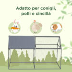 Gabbia per Animali in Acciaio con Tetto in Tessuto Oxford e Picchetti, 198x1x120 cm, Verde e Argento - immagine 7