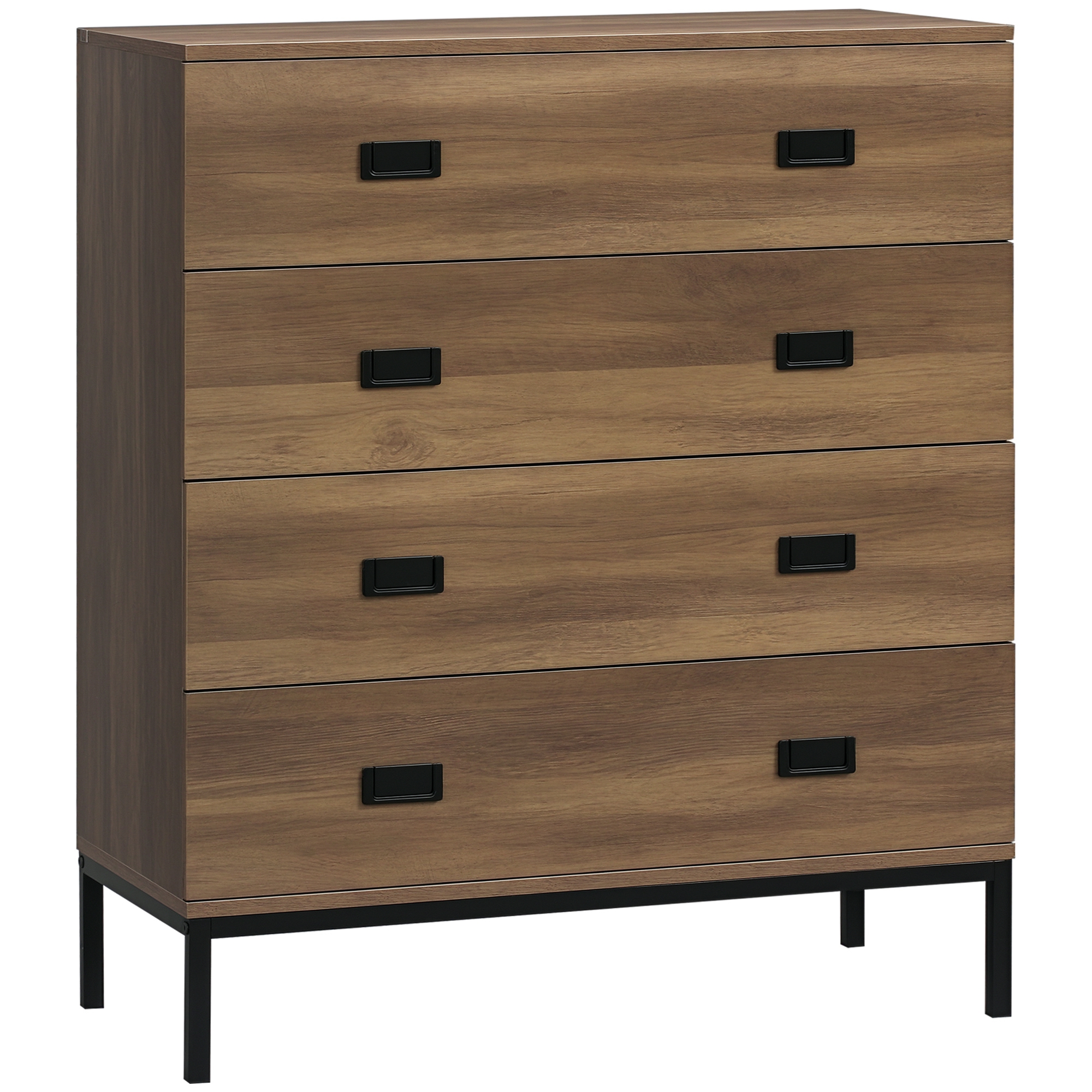 Lcxf3f1983f1ca0f0.jpg Cassettiera 4 Cassetti in Truciolato e Metallo per Soggiorno e Camera da Letto, 80x39x95 cm, Marrone - immagine 1