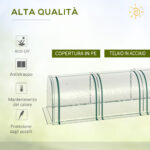Serra a Tunnel in PVC Trasparente e Acciaio con Porte a Cerniera, 295x1x80 cm - immagine 4