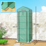 Serra per Piante a 5 Livelli con Porta a Zip, in Acciaio e PE, 69x49x193 cm, Verde - immagine 3